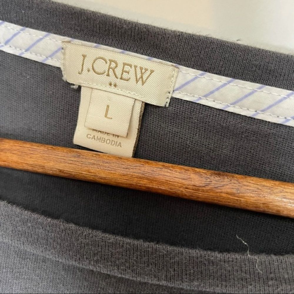 J. Crew Gray PinstriBack Long Sleeve Top - Picture 4 of 5